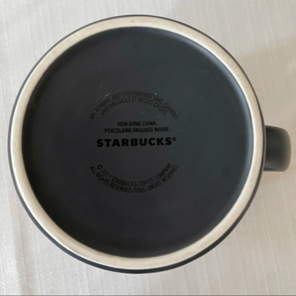 2011 Starbucks French Roast Dark Blue Coffee Mug / Brown Interior